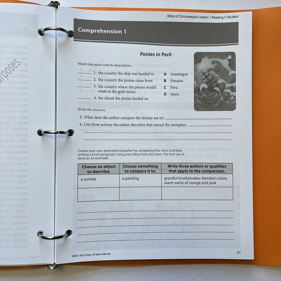 BJU Press Reading 5 Quests Student Handouts Homeschool Curriculum 452391 - Picture 10 of 16